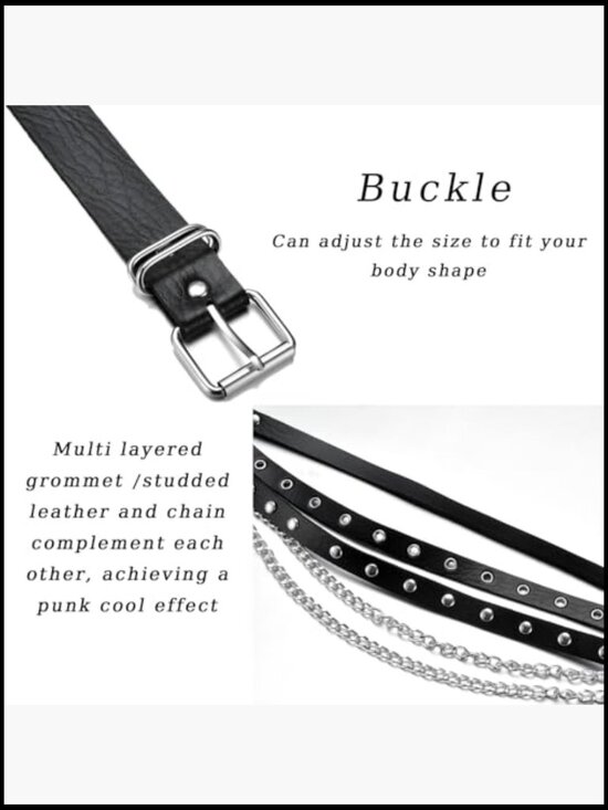 Women\'s Punk Gothic Waist Chain Belt Faux Leather Adjustable Body Chain main image 5